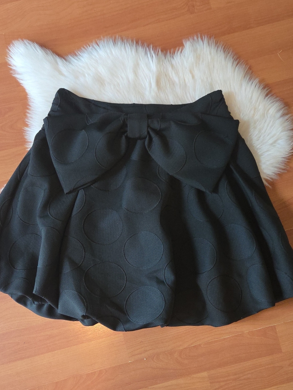Anthropologie Maeve Black Polka Dot Jacquard Skater Skirt Small